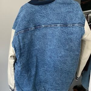 Brand-new denim varsity bomber jacket